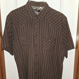 Coastal XXL Brown Striped Men's Shirt